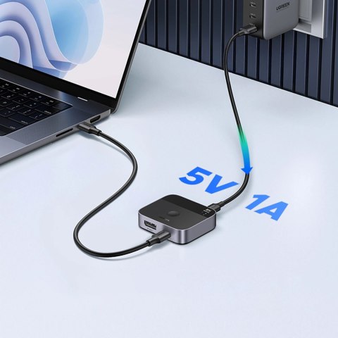 Switch Ugreen DisplayPort/USB-C do USB-C - szary