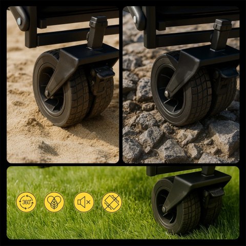 Wózek Wozinsky WZP-100 plażowy, turystyczny, ogrodowy, wytrzymały, szerokie koła, z siatką bezpieczeństwa do 100 kg - czarny