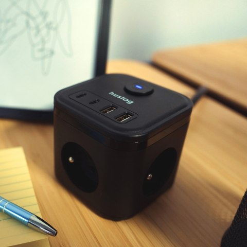 Huslog Przedłużacz kostka z USB