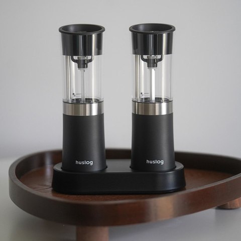 Huslog Zestaw młynków z bazą ładującą - czarny