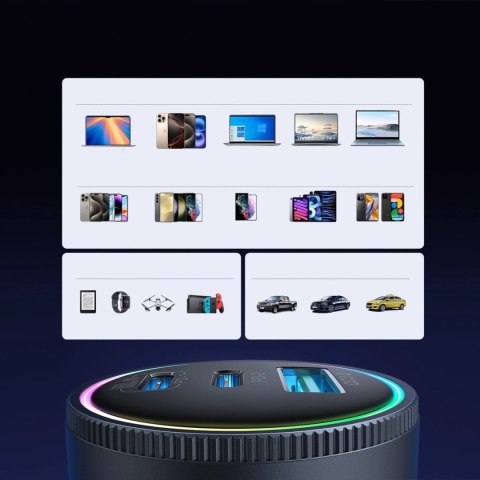 Ładowarka samochodowa Joyroom JR-CCN07 145W 2xUSB-C USB-A + kabel USB-C 100W - ciemnoszara