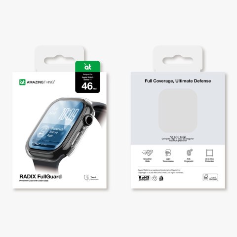 Szkło ochronne AMAZINGTHING Radix z etui na Apple Watch Series 11 46 mm - przezroczyste