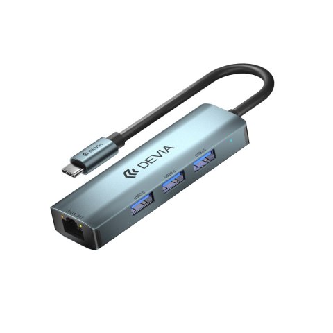 Devia adapter HUB 4w1 EC621 USB-C 3.1 do 3x USB 3.0 + RJ45 ciemnoszary Devia adapter HUB 4w1 EC621 USB-C 3.1 do 3x USB 3.0 + RJ45 ciemnoszary