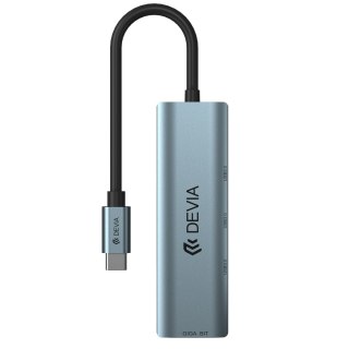 Devia adapter HUB 4w1 EC621 USB-C 3.1 do 3x USB 3.0 + RJ45 ciemnoszary