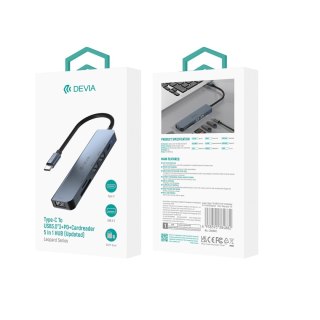 Devia adapter HUB 5w1 EC135 USB-C 3.1 do 3x USB 3.0 + SD/TF + PD ciemnoszary