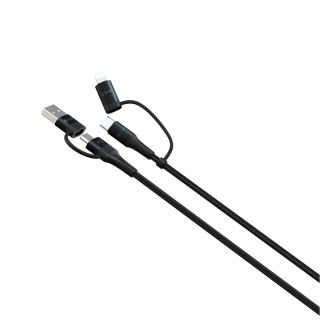 Devia kabel 4w1 Extreme EC504 PD USB-C + USB - USB-C + Lightning 1,5 m czarny