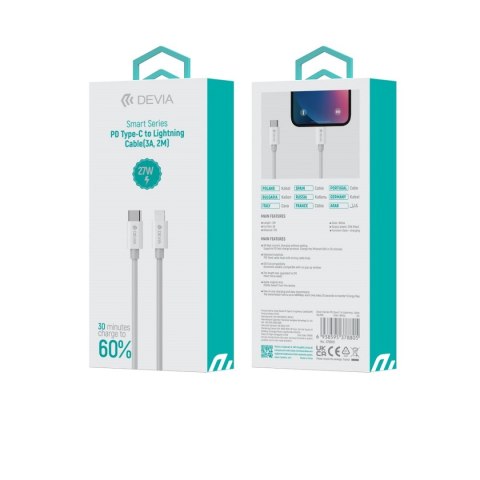 Devia kabel Smart EC146 PD USB-C - Lightning 2,0 m 3A biały