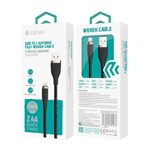 Devia kabel Star EC417 USB - Lightning 1,5 m 2,4A czarny Devia kabel Star EC417 USB - Lightning 1,5 m 2,4A czarny