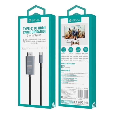 Devia kabel Storm EC084 USB-C - HDMI 4K 60 Hz 2,0 m czarny