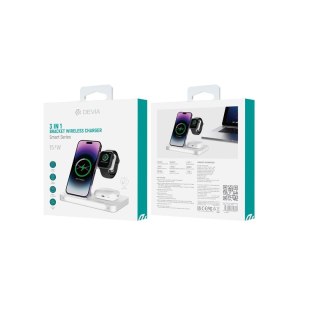 Devia ładowarka indukcyjna 3w1 Smart 15W biała z lampką