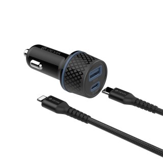 Devia ładowarka samochodowa Extreme PD QC 52,5W 1x USB-C 1x USB czarna + kabel USB-C - Lightning