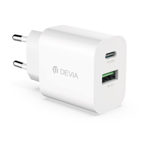 Devia ładowarka sieciowa Smart PD 1x USB-C 1x USB 20W biała Devia ładowarka sieciowa Smart PD 1x USB-C 1x USB 20W biała