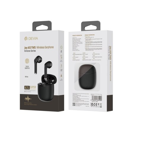 Devia słuchawki Bluetooth TWS Joy A13 czarne Devia słuchawki Bluetooth TWS Joy A13 czarne