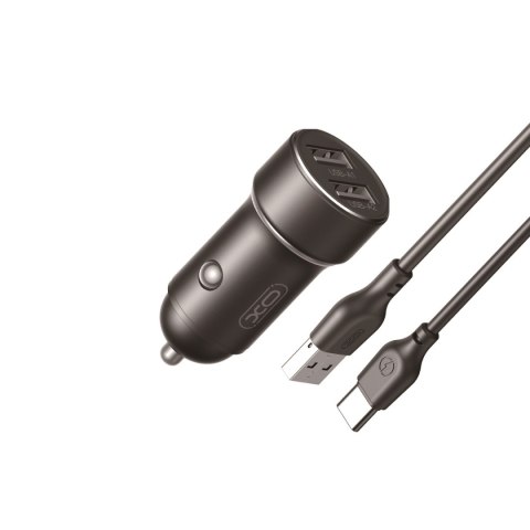 XO ładowarka samochodowa CC53 12W 2x USB czarna + kabel USB - USB-C XO ładowarka samochodowa CC53 12W 2x USB czarna + kabel USB - USB-C