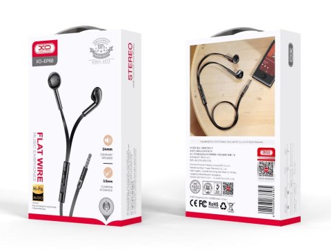 XO słuchawki przewodowe EP68 jack 3,5 mm douszne czarne XO słuchawki przewodowe EP68 jack 3,5 mm douszne czarne