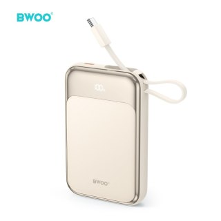 BWOO P80 powerbank PD 20W 10000 mAh z dwoma kablami i wyświetlaczem złoty