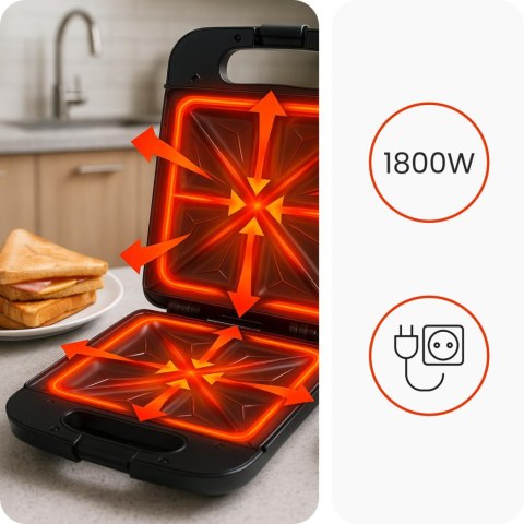 Huslog opiekacz na 4 kanapki sandwich 1800W