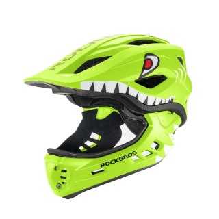 Kask rowerowy Rockbros TT-32004 Shark dziecięcy z odpinaną szczęką rozmiar M (54-58) - zielony
