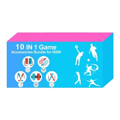 Pakiet akcesoriów rodzinnych 10 w 1 do gry Nintendo Switch Sports - zestaw czerwony i niebieski