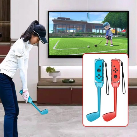 Pakiet akcesoriów rodzinnych 10 w 1 do gry Nintendo Switch Sports - zestaw czerwony i niebieski
