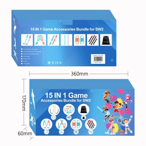 Pakiet akcesoriów rodzinnych 15 w 1 do konsoli Nintendo Switch 2 - zestaw pomarańczowy i niebieski