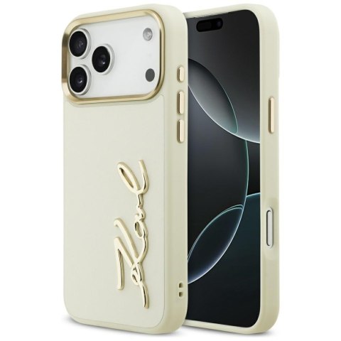 Karl Lagerfeld nakładka PU leather case with Karl script logo and metal camera buttons do iPhone 17 Pro Max brązowa