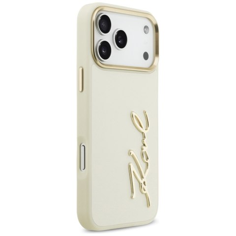 Karl Lagerfeld nakładka PU leather case with Karl script logo and metal camera buttons do iPhone 17 Pro Max brązowa
