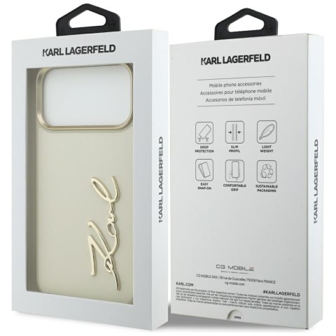 Karl Lagerfeld nakładka PU leather case with Karl script logo and metal camera buttons do iPhone 17 Pro Max brązowa