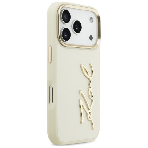 Karl Lagerfeld nakładka PU leather case with Karl script logo and metal camera buttons do iPhone 17 Pro brązowa