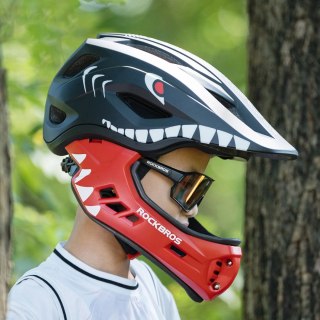 Kask rowerowy Rockbros TT-32005 Shark dziecięcy z odpinaną szczęką rozmiar M (54-58) - czarny