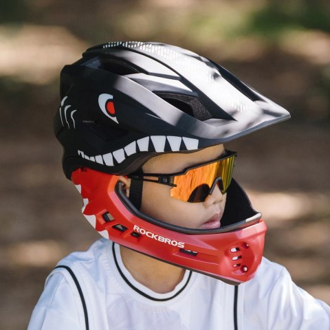 Kask rowerowy Rockbros TT-32006 Shark dziecięcy z odpinaną szczęką rozmiar S (48-52) - czarny
