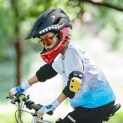 Kask rowerowy Rockbros TT-32006 Shark dziecięcy z odpinaną szczęką rozmiar S (48-52) - czarny