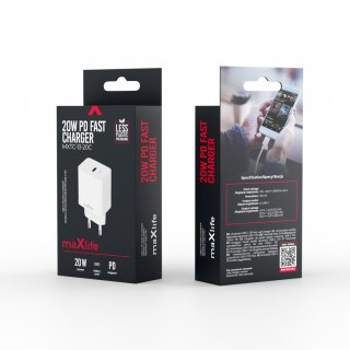Maxlife ładowarka sieciowa PD QC MXTC-13-20C 1x USB-C 20W biała