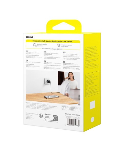 Baseus Palm Szybka Ładowarka Sieciowa 30W 1×USB-C EU Czarny