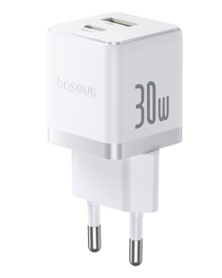 Baseus Palm Szybka Ładowarka Sieciowa 30W USB-C USB-A EU Biały