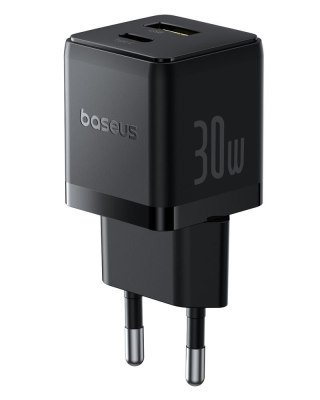 Baseus Palm Szybka Ładowarka Sieciowa 30W USB-C USB-A EU Czarny