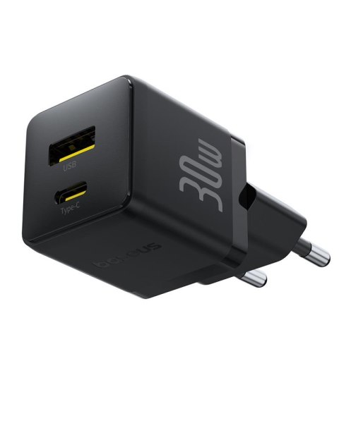 Baseus Palm Szybka Ładowarka Sieciowa 30W USB-C USB-A EU Czarny
