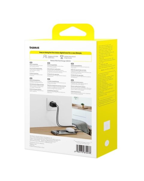 Baseus Palm Szybka Ładowarka Sieciowa 30W USB-C USB-A EU Czarny