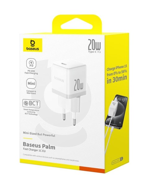 Baseus palm ładowarka sieciowa 20W usb-c Biały