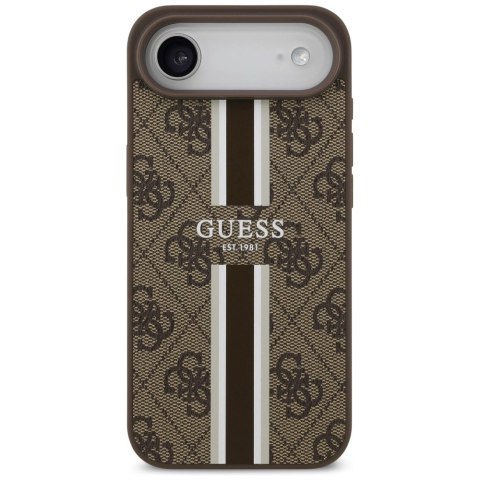 Etui Guess 4G Printed Stripes MagSafe na iPhone 17 Air - brązowe