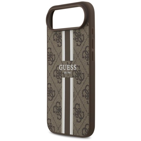 Etui Guess 4G Printed Stripes MagSafe na iPhone 17 Air - brązowe