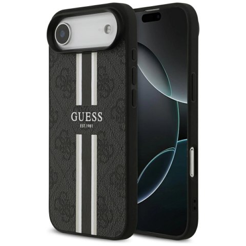 Etui Guess 4G Printed Stripes MagSafe na iPhone 17 Air - czarne