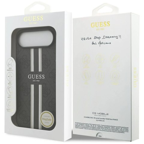 Etui Guess 4G Printed Stripes MagSafe na iPhone 17 Air - czarne