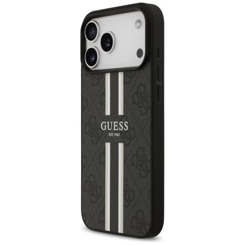 Etui Guess 4G Printed Stripes MagSafe na iPhone 17 Pro Max - czarne
