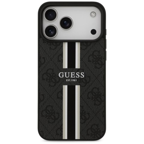 Etui Guess 4G Printed Stripes MagSafe na iPhone 17 Pro Max - czarne