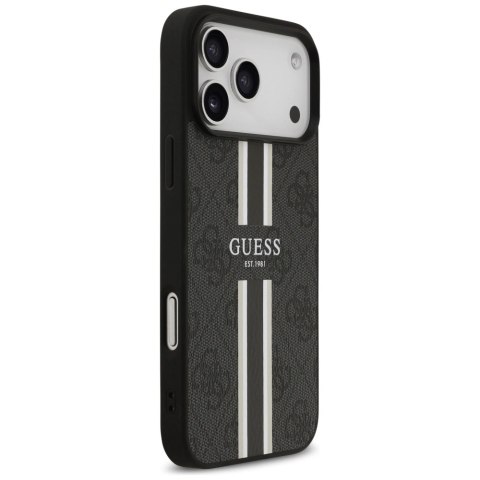 Etui Guess 4G Printed Stripes MagSafe na iPhone 17 Pro Max - czarne