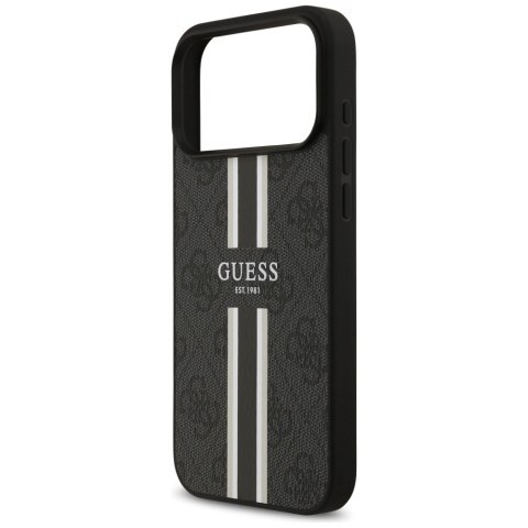 Etui Guess 4G Printed Stripes MagSafe na iPhone 17 Pro Max - czarne