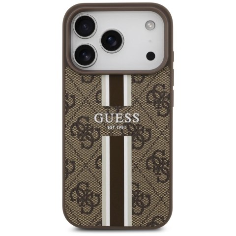 Etui Guess 4G Printed Stripes MagSafe na iPhone 17 Pro - brązowe