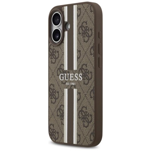 Etui Guess 4G Printed Stripes MagSafe na iPhone 17 - brązowe