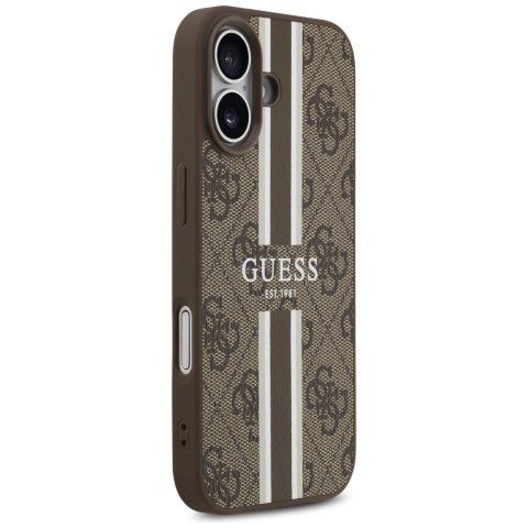 Etui Guess 4G Printed Stripes MagSafe na iPhone 17 - brązowe